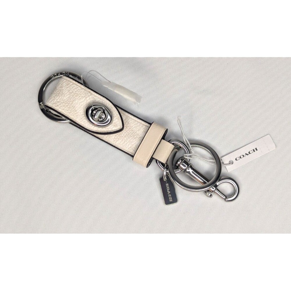 Coach Trigger Snap Bag Charm - White/Silver/Chalk, NWT